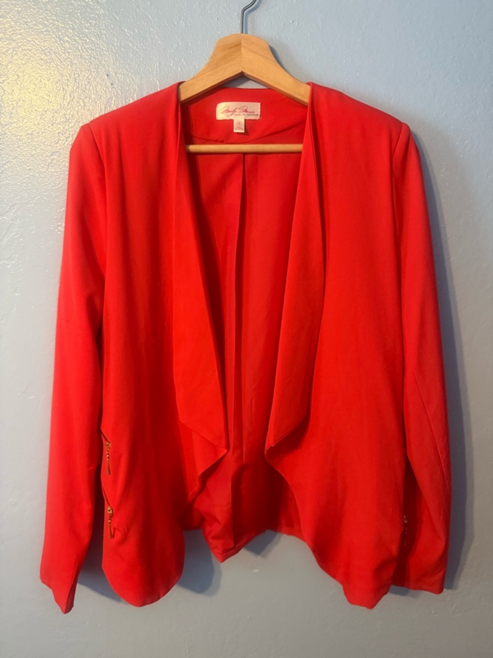 Vintage Marilyn Monroe Red Draped Open-Front Women's Blazer